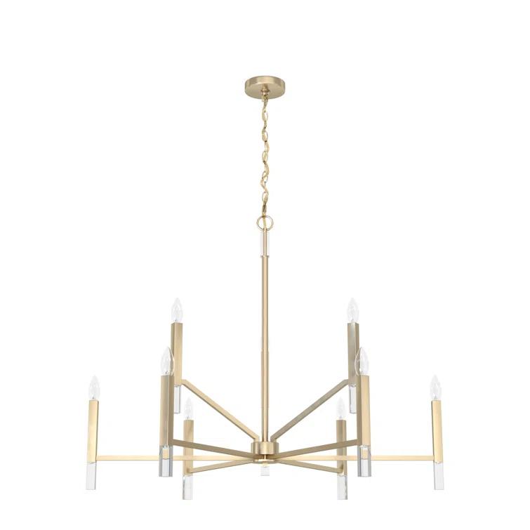 Sunjai 9 Light 2-Tier Sputnik Modern Linear Chandelier
