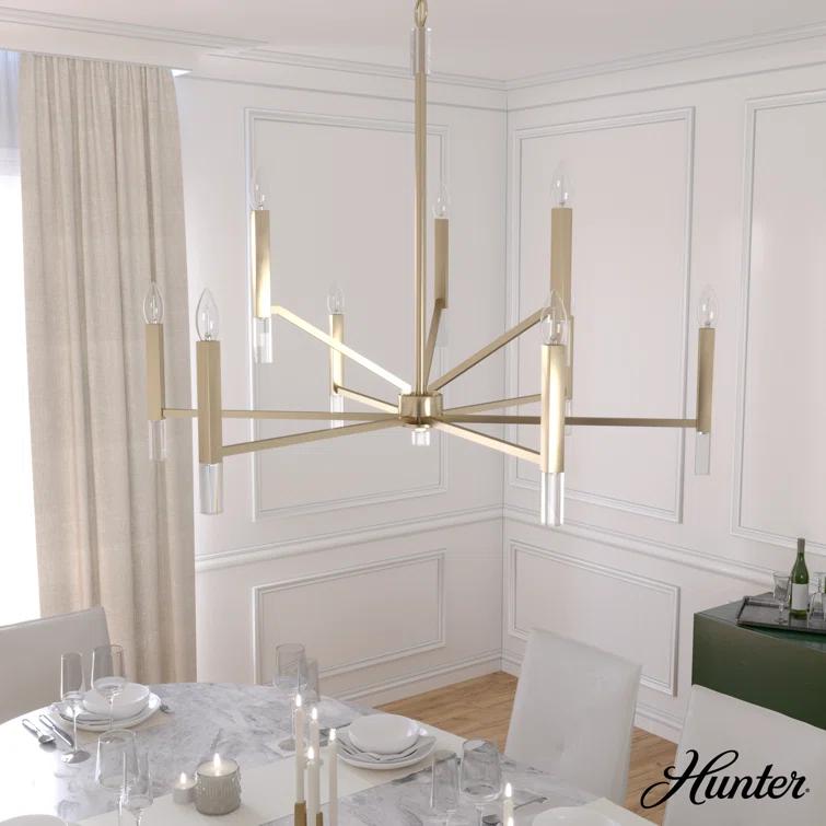 Sunjai 9 Light 2-Tier Sputnik Modern Linear Chandelier