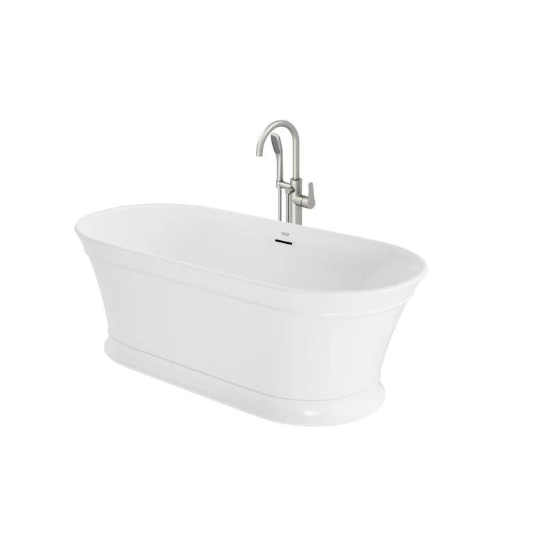 Lyndsay 67" x 32" Freestanding Soaking Acrylic Bathtub with Faucet