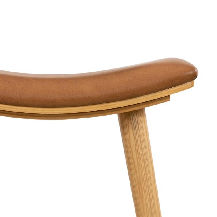 Sierra Butterscotch Leather Saddle-Style Adjustable Counter Stool in Smoked Natural