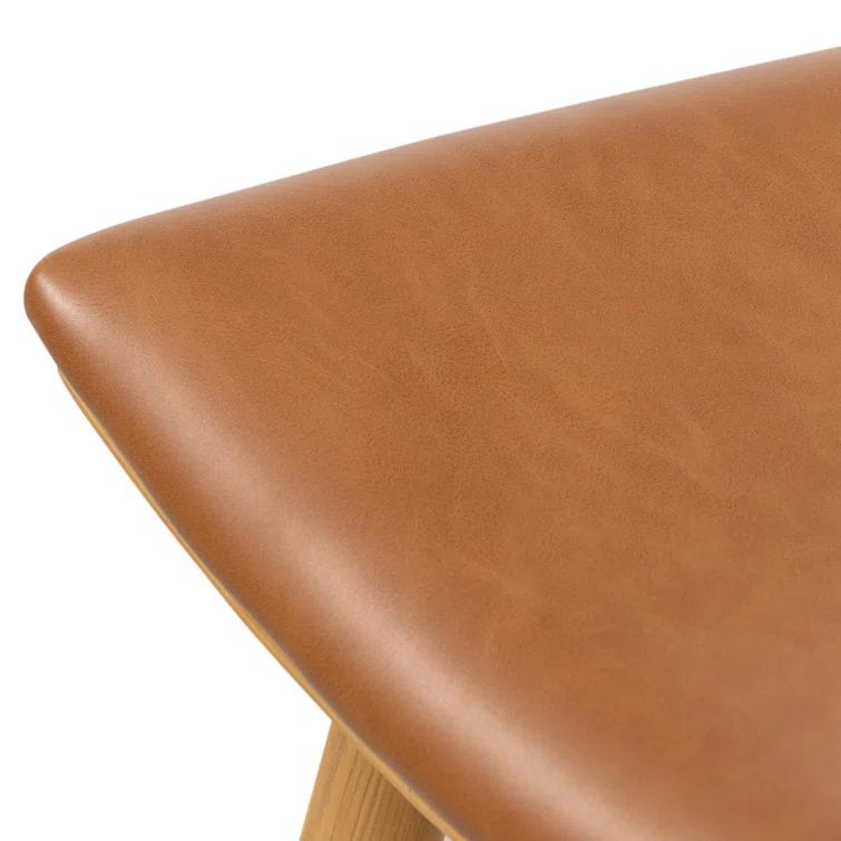 Sierra Butterscotch Leather Saddle-Style Adjustable Counter Stool in Smoked Natural