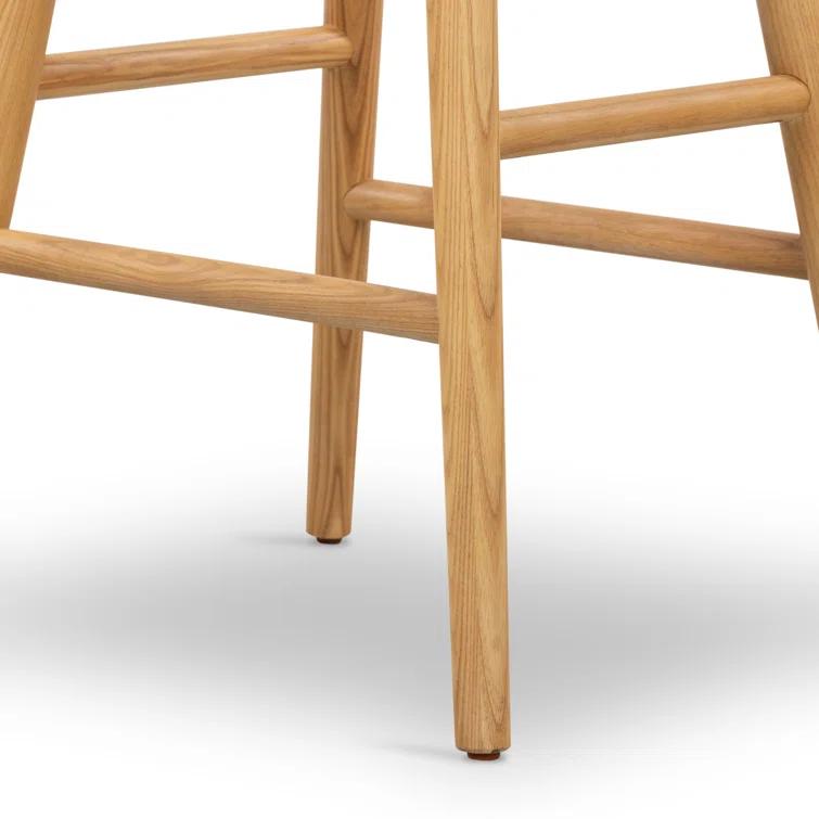 Sierra Butterscotch Leather Saddle-Style Adjustable Counter Stool in Smoked Natural