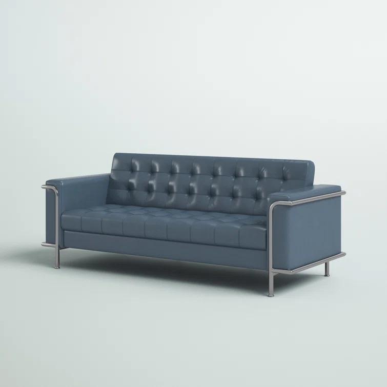 Inbox Zero HERCULES Lesley Series Contemporary LeatherSoft Double Stitch Detail Sofa with Encasing Frame