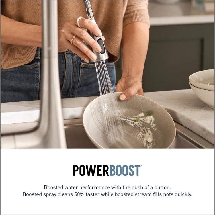 Moen Weymouth One-Handle Pull Down Single Handle Kitchen Faucet with Power Boost