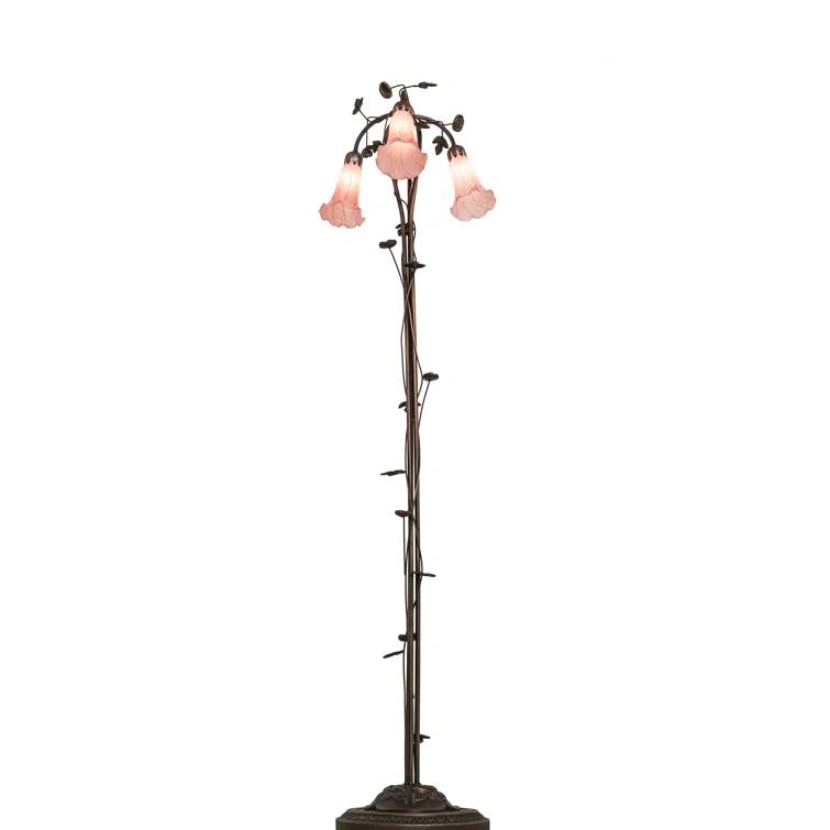 58" High Pink Tiffany Pond Lily 3 Light Floor Lamp