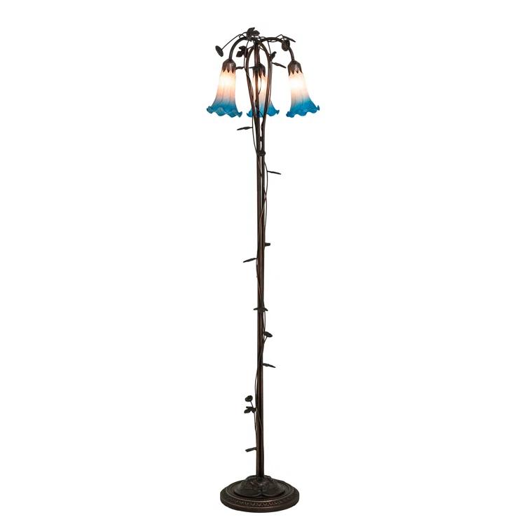 Meyda Lighting 58" High Amber/Green Pond Lily 3 Light Floor Lamp | Perigold