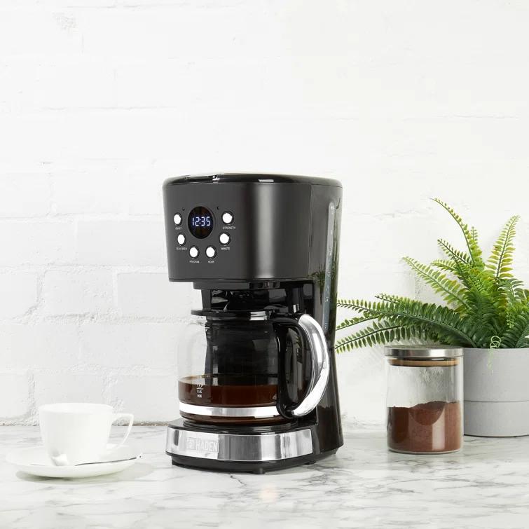 HADEN Heritage Black and Chrome 12-Cup Programmable Coffee Maker