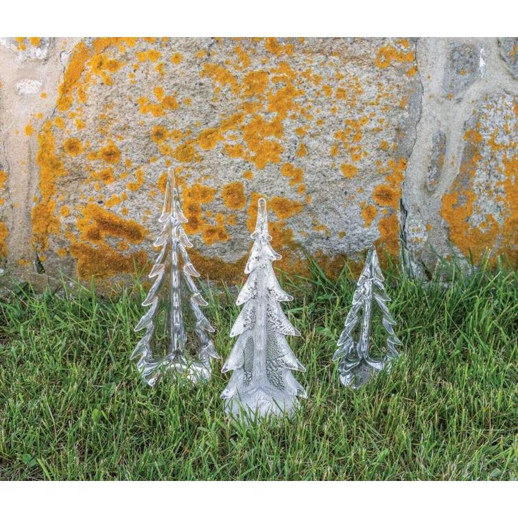 Luminous Hand-Blown Glass Evergreen Figurine - 10"