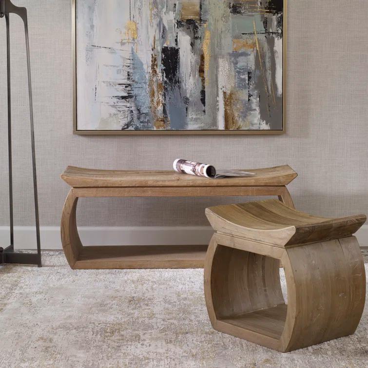 Connor Reclaimed Elm Wood Coastal Bench with Storage
