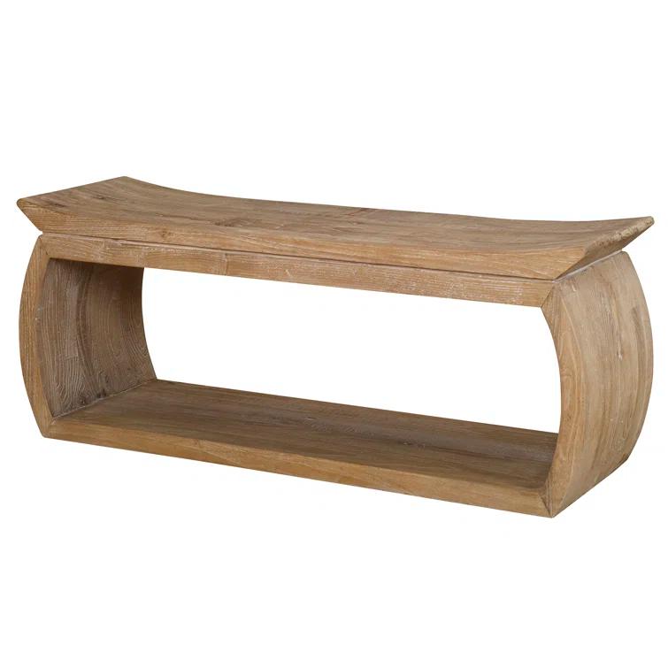 Connor Reclaimed Elm Wood Coastal Bench with Storage