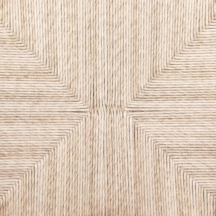 Natural Teak Wishbone-Style Counter Stool with Woven Seat