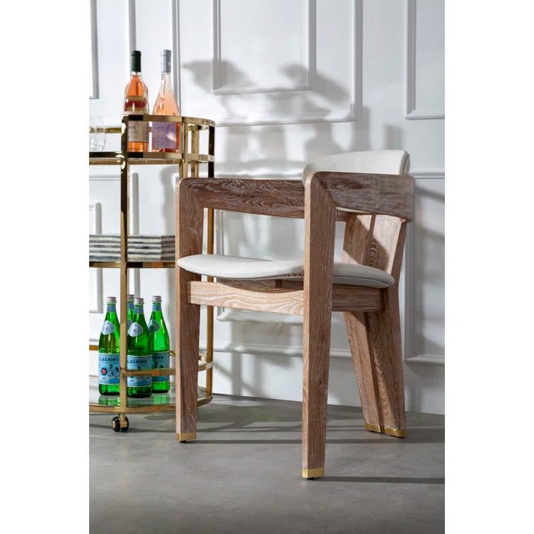 Maryl 20'' H Linen Upholstered Oak Armchair