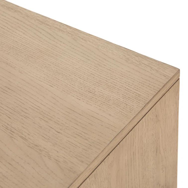 Weston Mid-Century Light Oak Nightstand with Leather Accents
