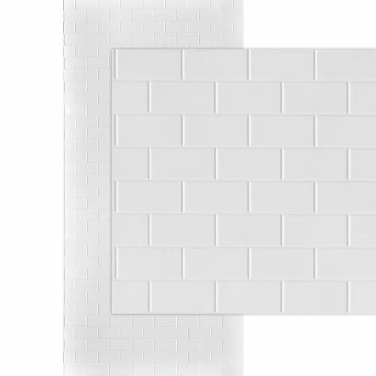 Subway Tile - Mirroflex - Tub and Shower Wall Panel - Gloss White