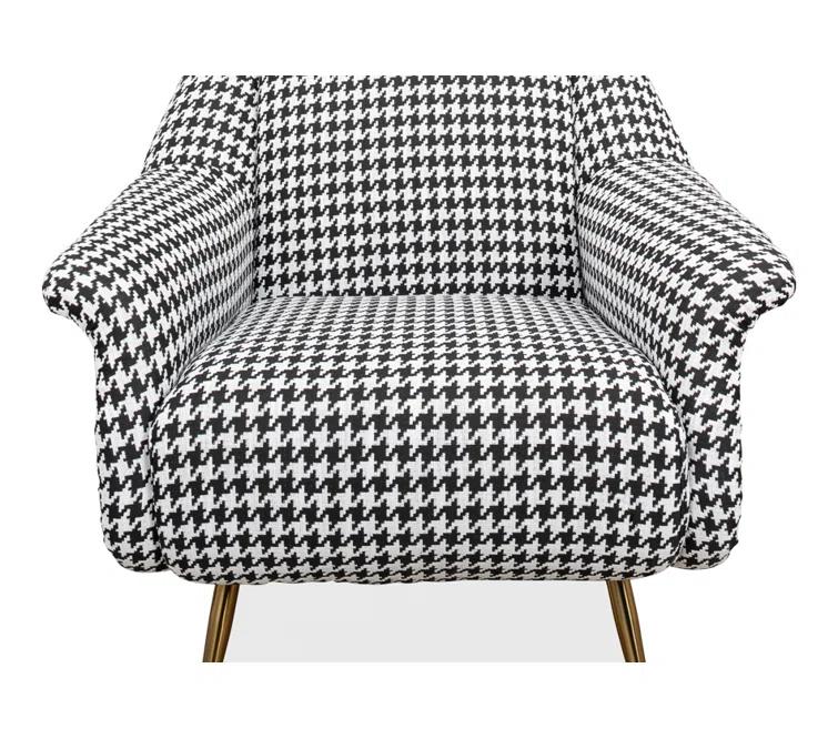 Ziegfeld 32'' Black Linen and Gold-Tone Modern Armchair