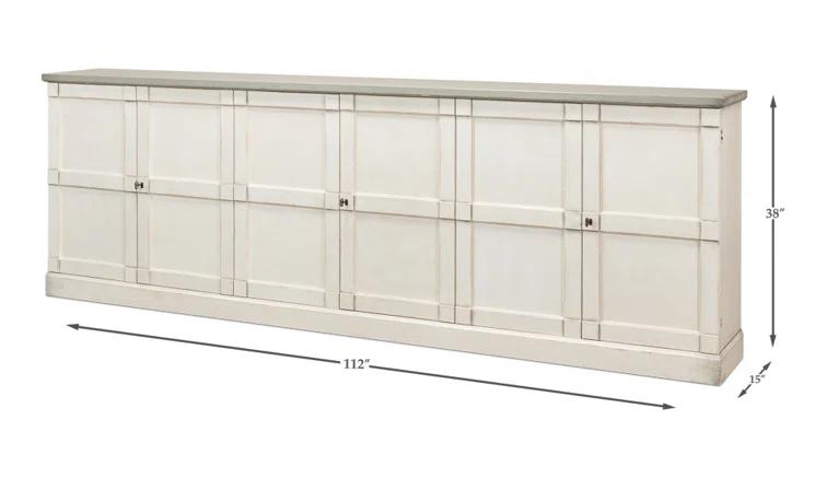 Luciana 112'' White and Gray Wood Buffet with 6 Doors