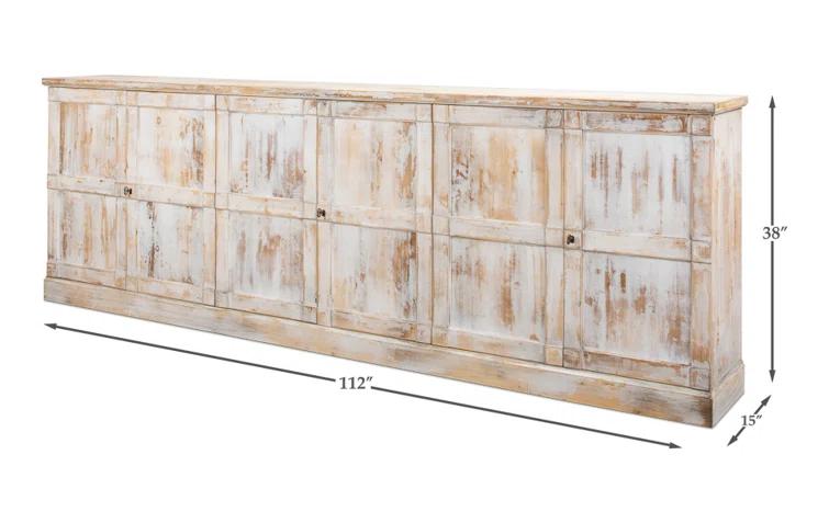 Luciana 112" Distressed White Wood Buffet