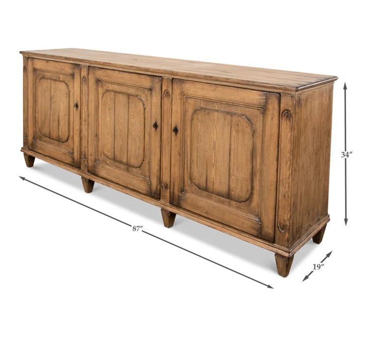 Montier Traditional Brown Pine 87'' Sideboard with Shaped Legs