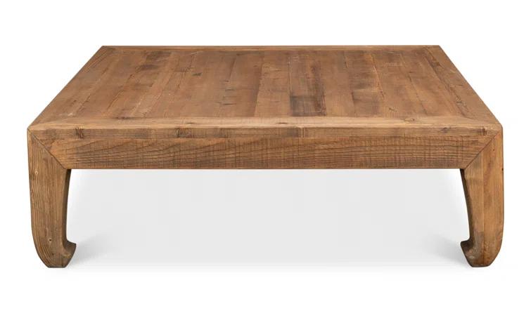 Transitional Chinese-Inspired Square Coffee Table in Reclaimed Pine