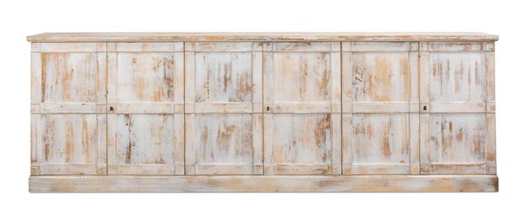Luciana 112" Distressed White Wood Buffet