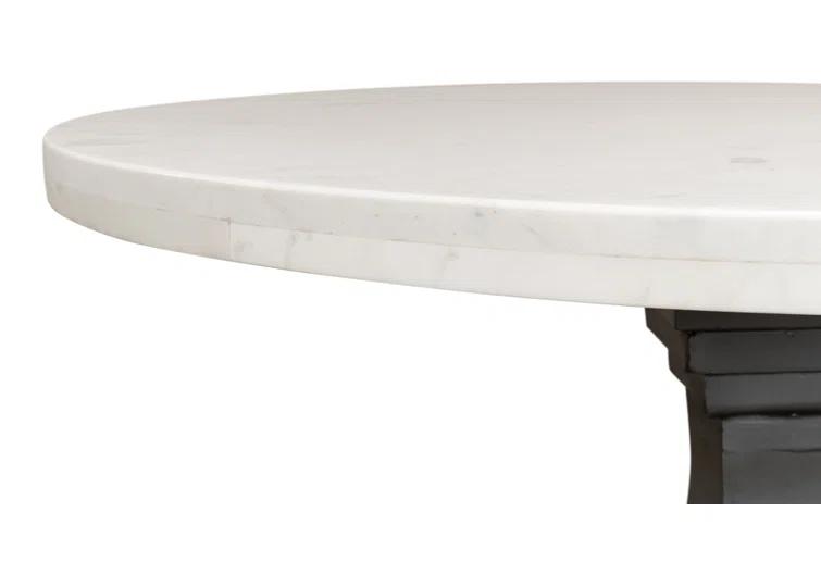 Haviland Round Marble Top Metal Base Dining Table