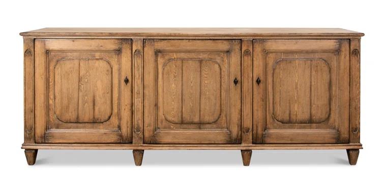 Montier Traditional Brown Pine 87'' Sideboard with Shaped Legs
