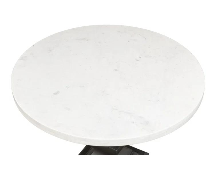 Haviland Round Marble Top Metal Base Dining Table