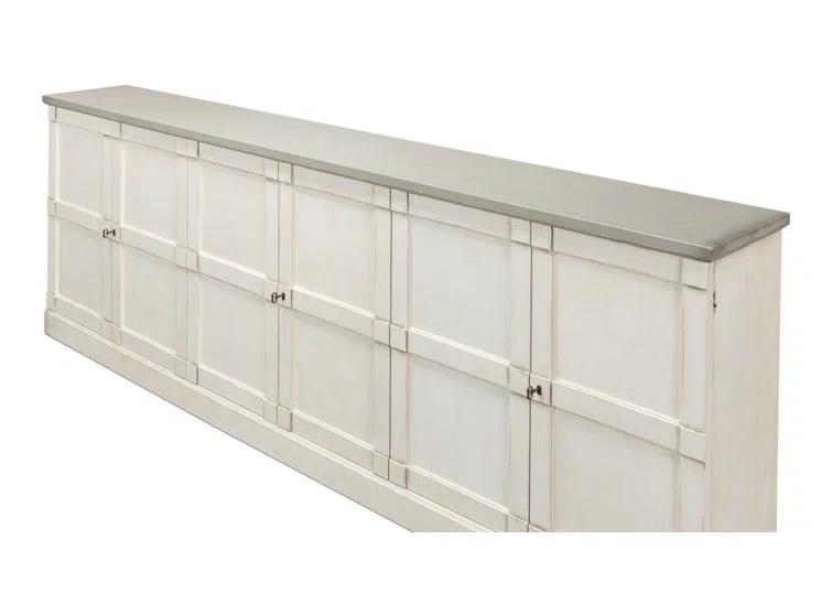 Luciana 112'' White and Gray Wood Buffet with 6 Doors