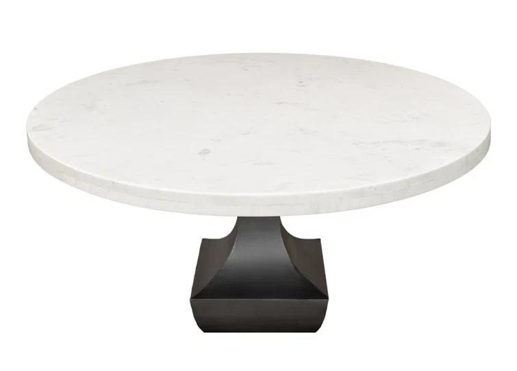 Haviland Round Marble Top Metal Base Dining Table