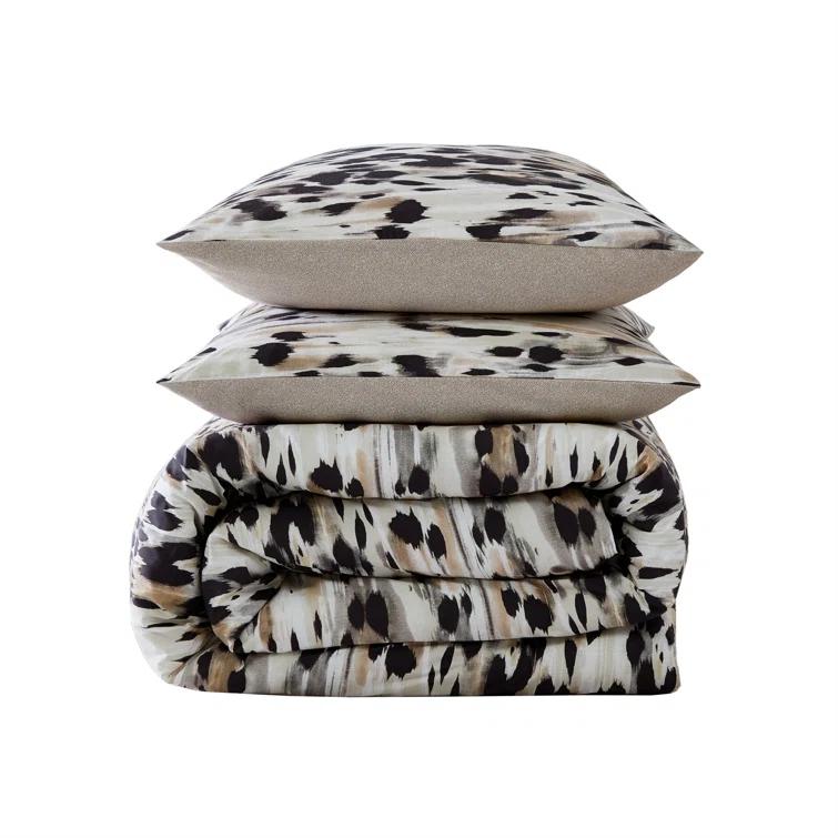 Kenneth Cole Abstract Leopard Cotton Brown Comforter Set