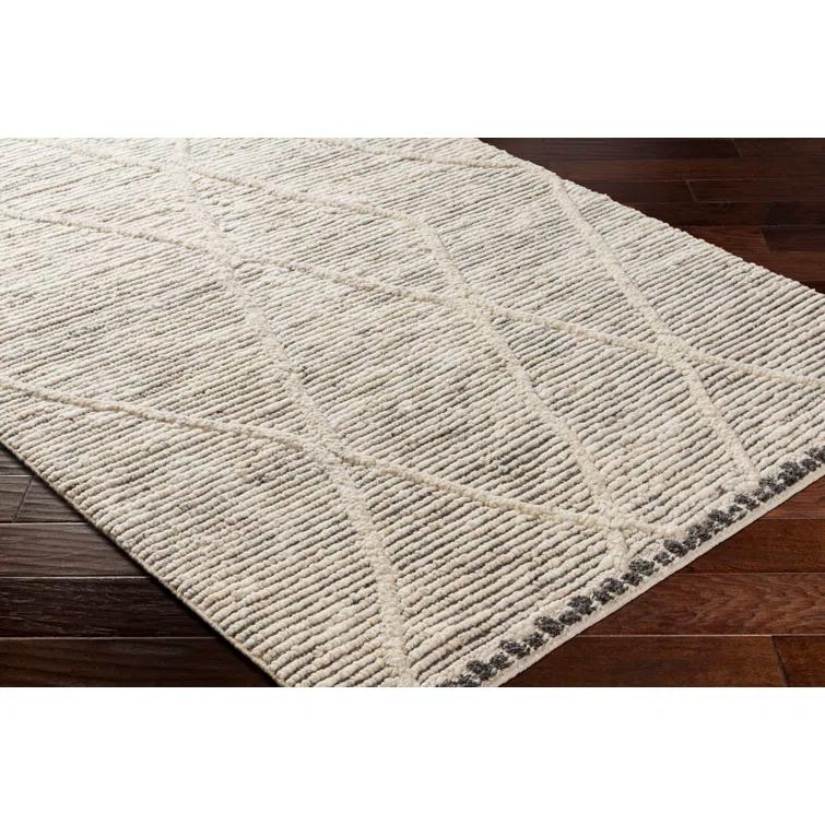 Handmade Black and Cream Wool Runner Rug 2'6" x 8'