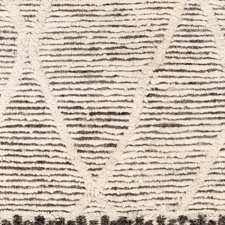 Handmade Black and Cream Wool Runner Rug 2'6" x 8'