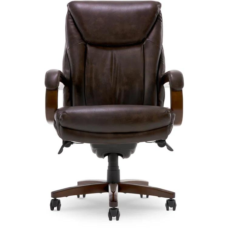 La-Z-Boy La-Z-Boy Edmonton Big & Tall Executive Office Chair, ComfortCore with Memory Foam Cushions, Real Wood Arms and Base, Waterfall Seat Edge, Bonded Leather