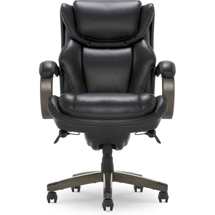 La-Z-Boy La-Z-Boy Harnett Big and Tall Executive Office Chair, Ergonomic High-Back Chair with Solid Wood Arms, ComfortCore with Memory Foam Cushions, Bonded Leather