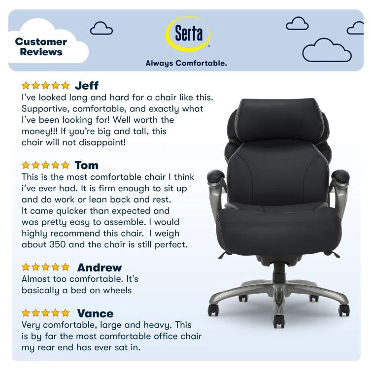 Serta Serta Jackson Big and Tall Executive Office Chair with AIR Technology and Smart Layers