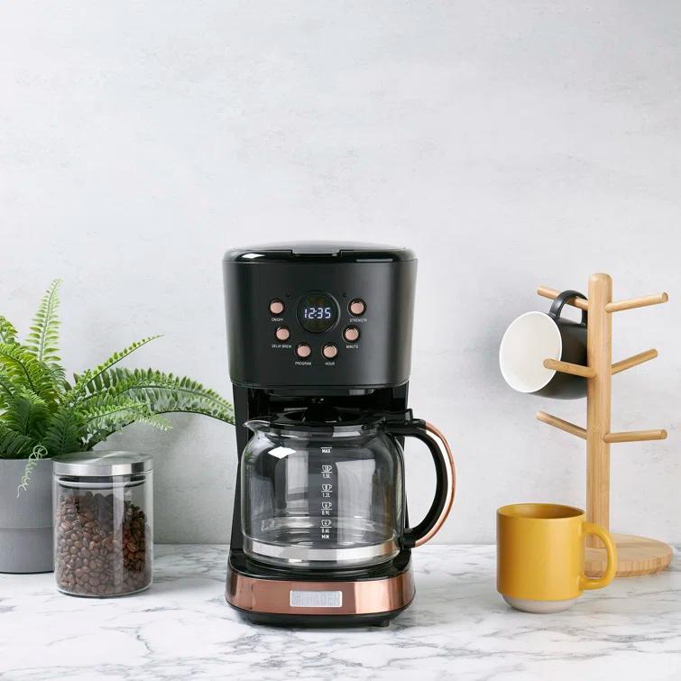 HADEN Black and Copper Programmable Drip Coffee Maker