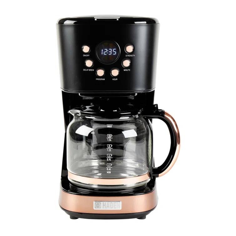 HADEN Black and Copper Programmable Drip Coffee Maker