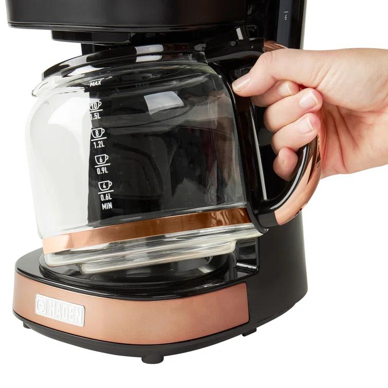 HADEN Black and Copper Programmable Drip Coffee Maker