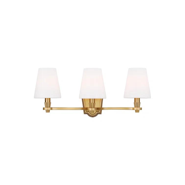 Burnished Brass 3-Light Dimmable Vanity Fixture with Linen Shades