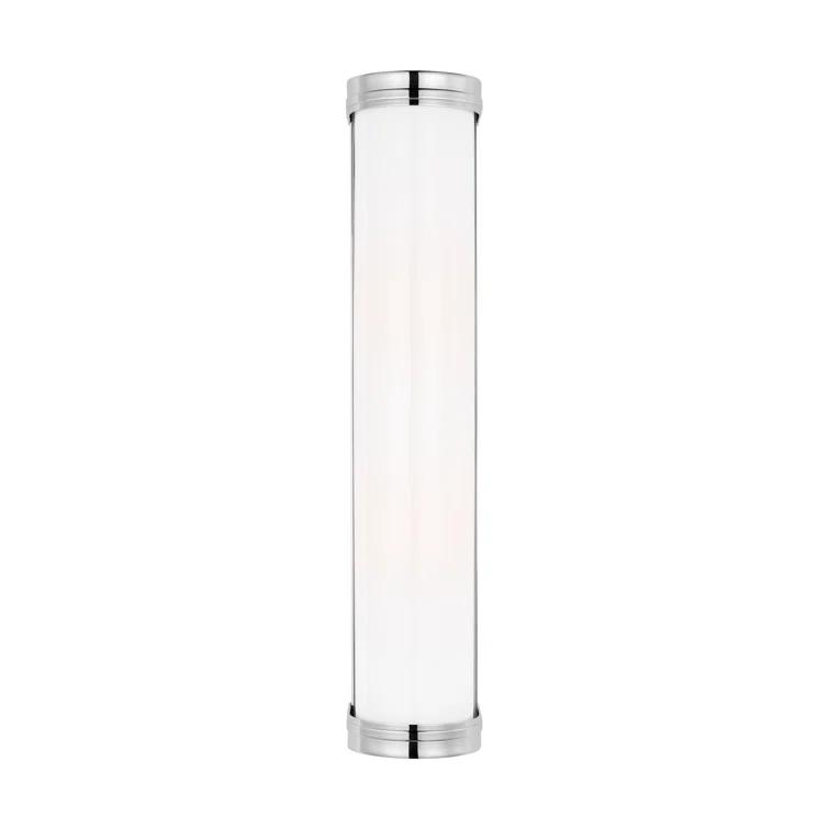 Sleek Polished Nickel Cylinder Bath Sconce, 24" Direct Wired