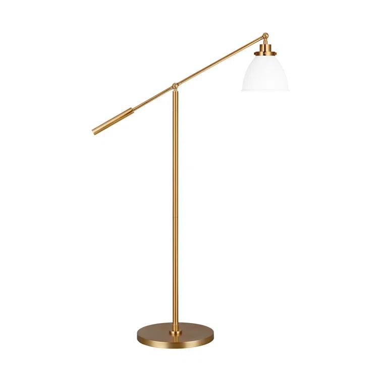 Adjustable Wellfleet Dome Floor Lamp in Matte White & Burnished Brass