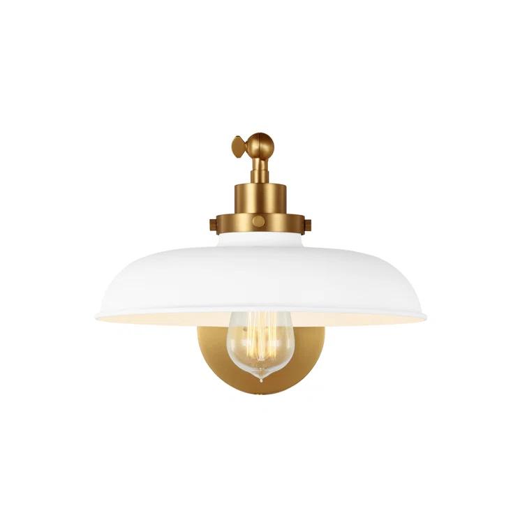 Wellfleet Matte White & Burnished Brass Dome Task Sconce