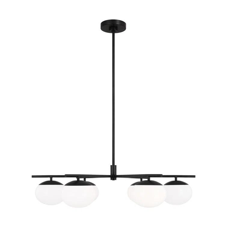 Lune Aged Iron 6-Light Chandelier with Milk White Glass Shades