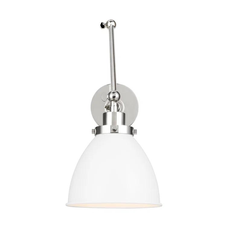 Wellfleet Matte White and Polished Nickel 14" Dimmable Armed Sconce