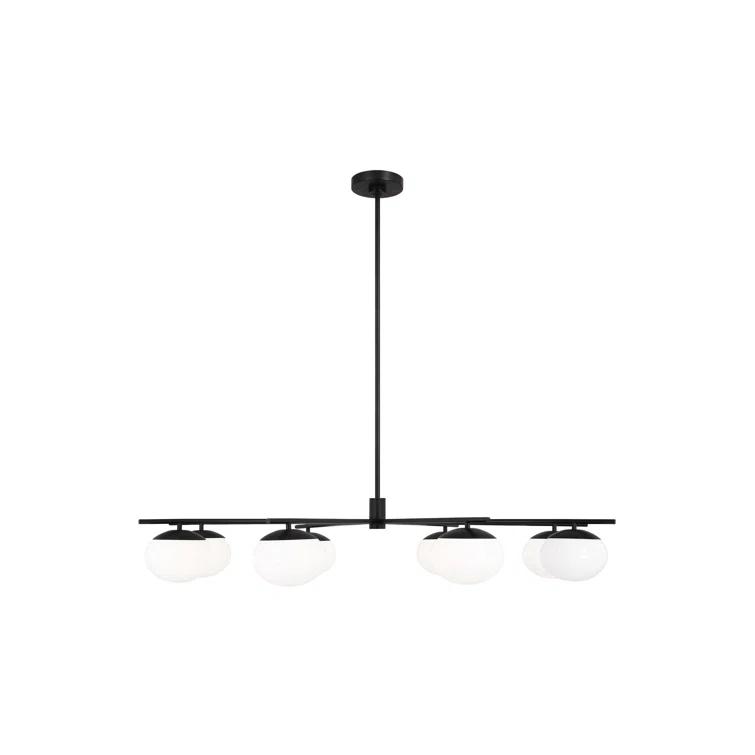 Lune Aged Iron 8-Light Globe Chandelier with Milk White Glass