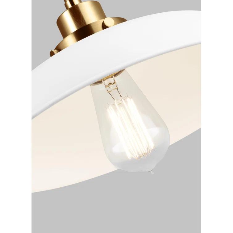 Matte White and Burnished Brass Double Arm Sconce