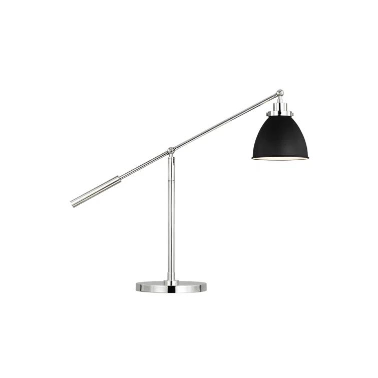 Adjustable Midnight Black and Polished Nickel Desk Lamp