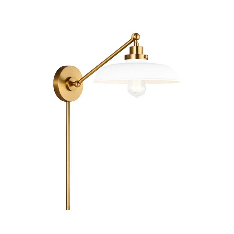Wellfleet Matte White & Burnished Brass Dome Task Sconce