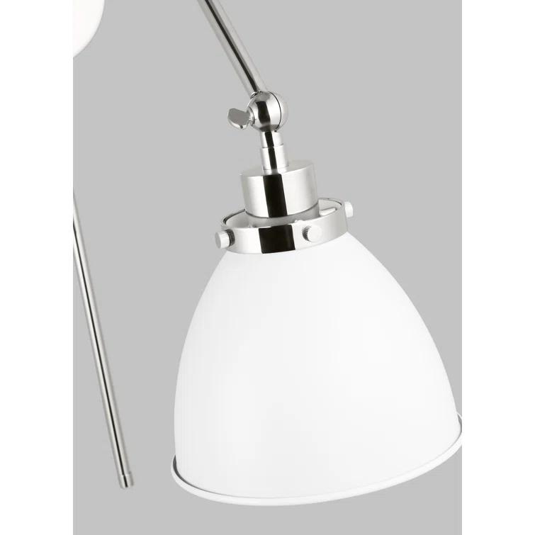 Wellfleet Matte White and Polished Nickel 14" Dimmable Armed Sconce