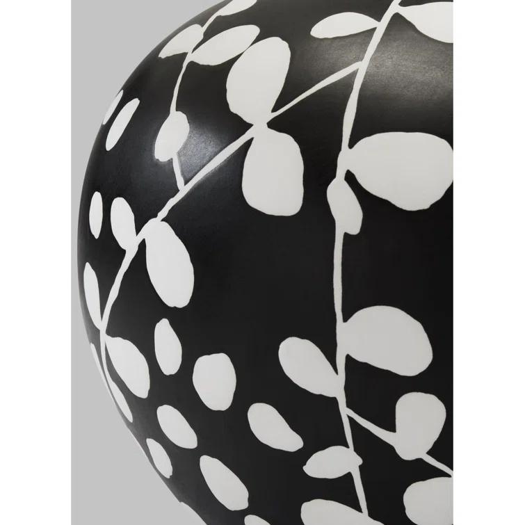 Black and White Ceramic Table Lamp with Linen Shade